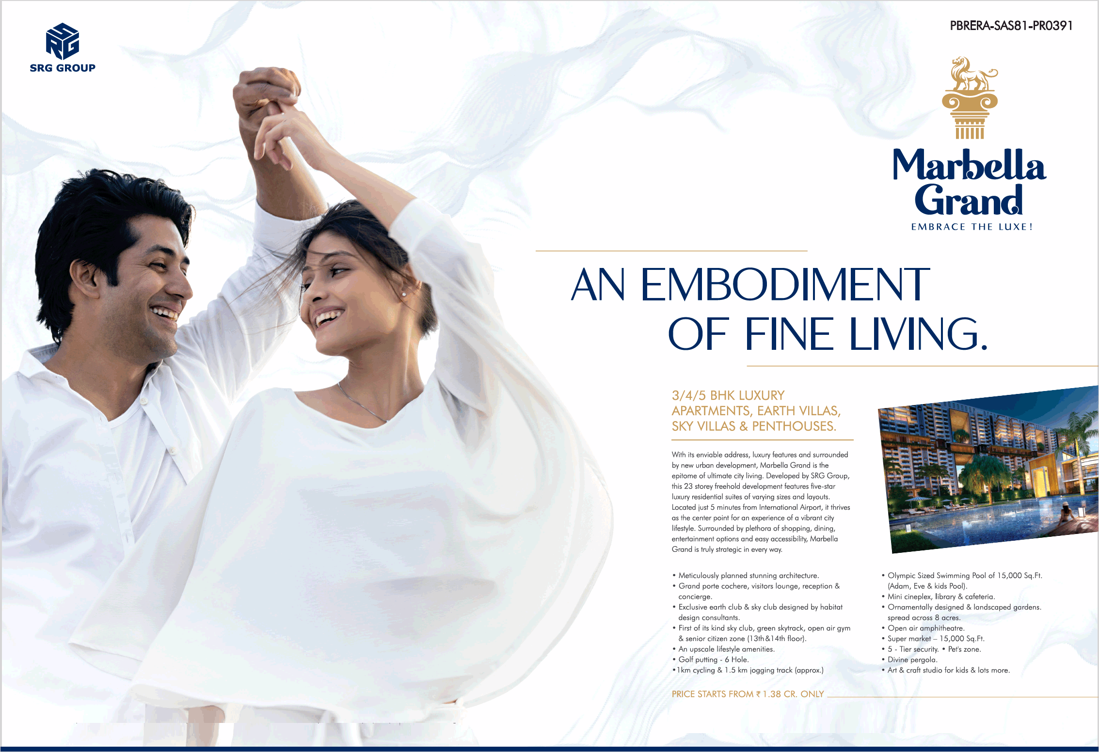 Book an embodiment of fine living at SRG Marbella Grand in Mohali Update